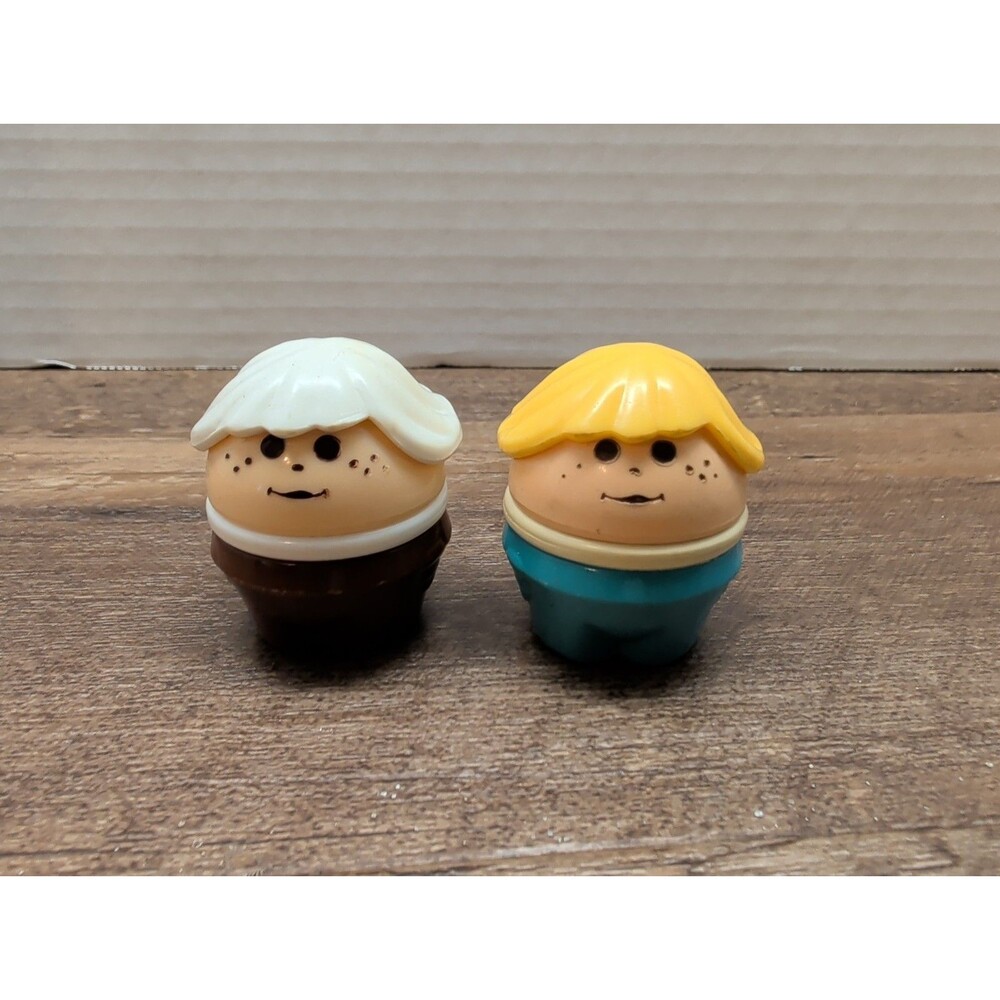 Vintage Lot of 2 Little Tikes Toddle Tots Weeble Wobble Chunky People Figures